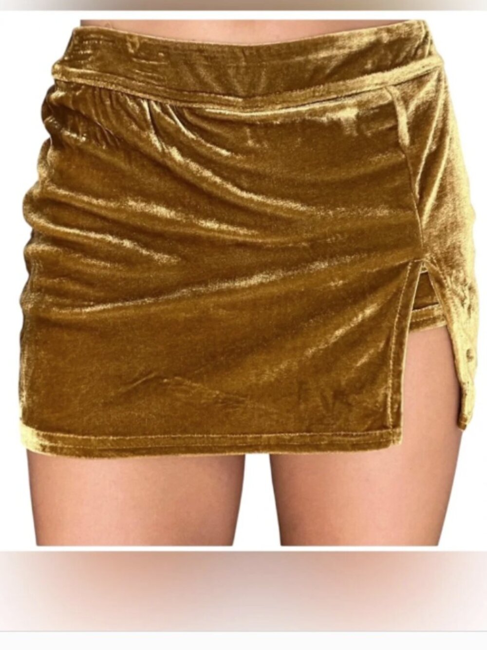 Urban Outfitters Velvet Skort with Side Slit Size M Gold NEW Indie Sleaze Y2K